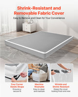 Box Spring, Queen Size Bed Frame with Washable Fabric Cloth, Heavy Duty Metal Frame for Queen Bed, 102 mm Mattress Foundation, 1587.57 kg Max Weight Capacity, Easy Assembly, 2010 x 1510 x 102 mm