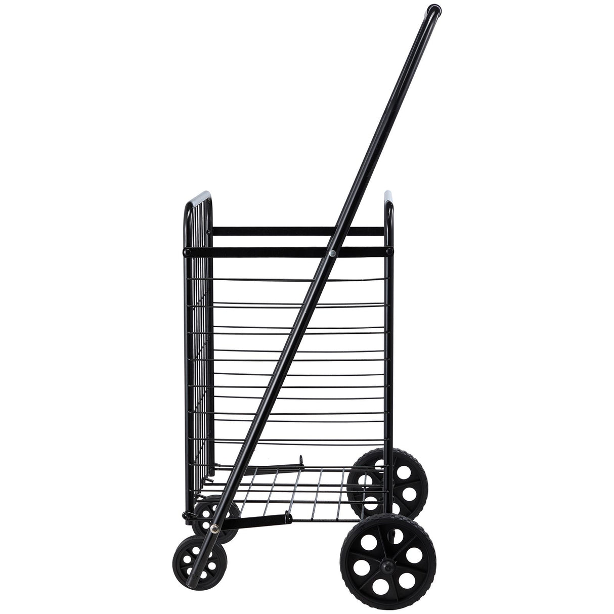 Shopping Cart, Folding Grocery Utility Cart with Swivel Wheels, 40.8 kg Large Load Capacity, Heavy Duty Rolling Laundry Basket Butler for Laundry, Shopping, Camping, Grocery, Luggage, Black