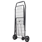 Shopping Cart, Folding Grocery Utility Cart with Swivel Wheels, 40.8 kg Large Load Capacity, Heavy Duty Rolling Laundry Basket Butler for Laundry, Shopping, Camping, Grocery, Luggage, Black