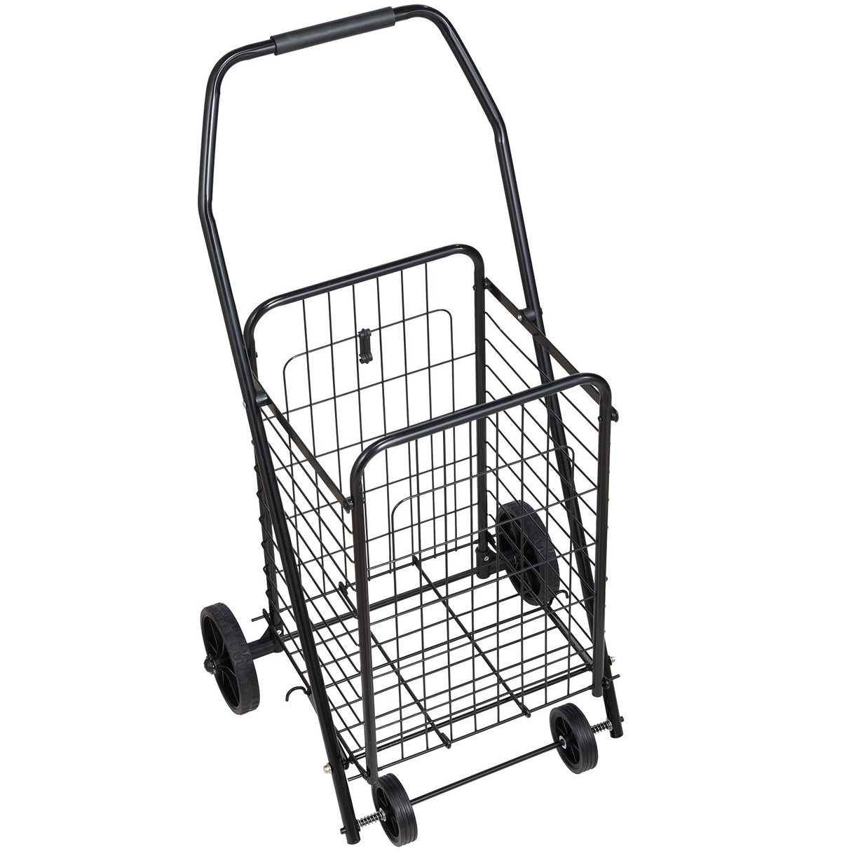 Shopping Cart, Folding Grocery Utility Cart with Swivel Wheels, 40.8 kg Large Load Capacity, Heavy Duty Rolling Laundry Basket Butler for Laundry, Shopping, Camping, Grocery, Luggage, Black