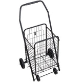 Shopping Cart, Folding Grocery Utility Cart with Swivel Wheels, 40.8 kg Large Load Capacity, Heavy Duty Rolling Laundry Basket Butler for Laundry, Shopping, Camping, Grocery, Luggage, Black
