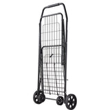 Shopping Cart, Folding Grocery Utility Cart with Swivel Wheels, 40.8 kg Large Load Capacity, Heavy Duty Rolling Laundry Basket Butler for Laundry, Shopping, Camping, Grocery, Luggage, Black