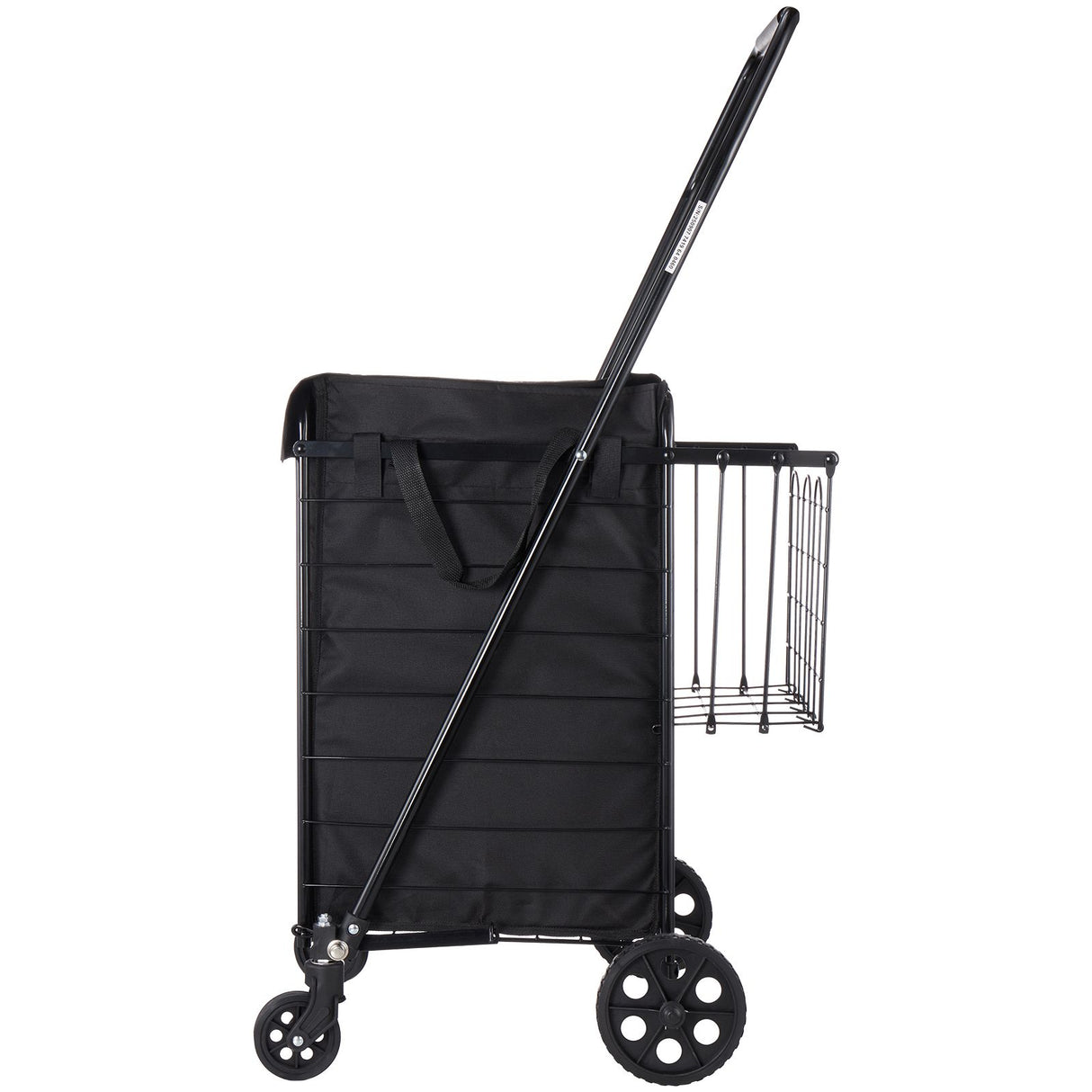 Shopping Cart, Folding Grocery Utility Cart with Dual Baskets, Waterproof Liner & Wheels, 45 KG Large Load Capacity, Heavy Duty Laundry Basket for Laundry, Shopping, Camping, Grocery, Luggage