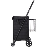 Shopping Cart, Folding Grocery Utility Cart with Dual Baskets, Waterproof Liner & Wheels, 45 KG Large Load Capacity, Heavy Duty Laundry Basket for Laundry, Shopping, Camping, Grocery, Luggage