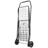 Shopping Cart, Folding Grocery Utility Cart with Dual Baskets, Waterproof Liner & Wheels, 45 KG Large Load Capacity, Heavy Duty Laundry Basket for Laundry, Shopping, Camping, Grocery, Luggage