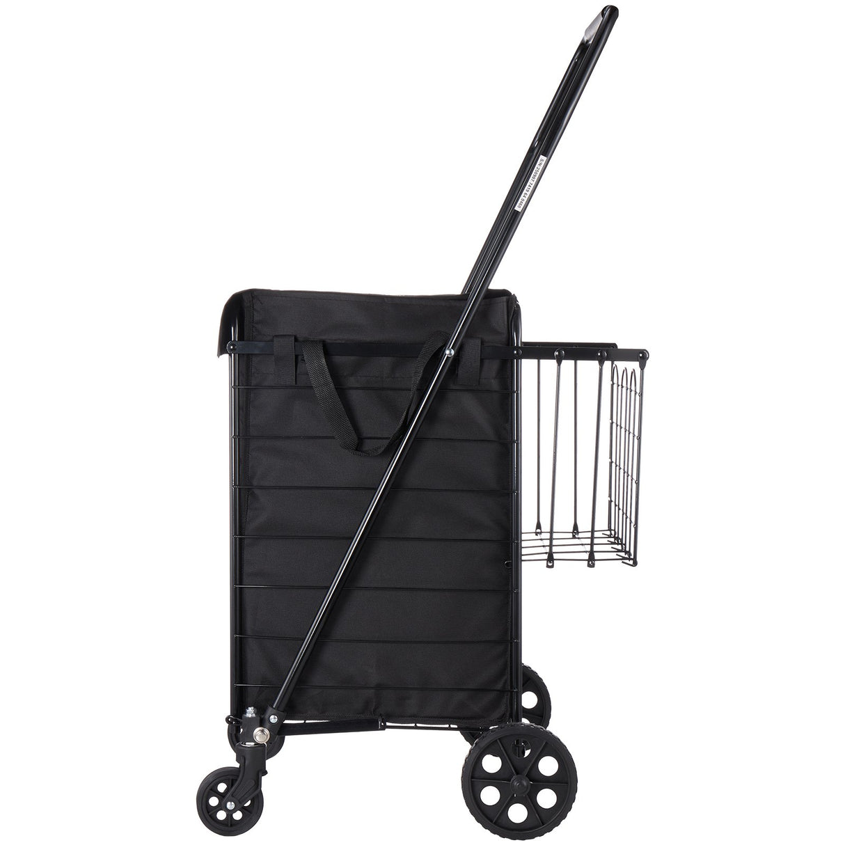 Shopping Cart, Folding Grocery Utility Cart with Dual Baskets, Waterproof Liner & Wheels, 45 KG Large Load Capacity, Heavy Duty Laundry Basket for Laundry, Shopping, Camping, Grocery, Luggage