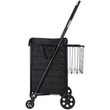 Shopping Cart, Folding Grocery Utility Cart with Dual Baskets, Waterproof Liner & Wheels, 45 KG Large Load Capacity, Heavy Duty Laundry Basket for Laundry, Shopping, Camping, Grocery, Luggage