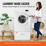 Laundry Pedestal 686mmmW x 366mmH, Washer And Dryer Base Stand Platform Universal Fit 299kg Capacity, Heavy Duty Multi-Functional Base for Washing Machine with Drawer & Rich Accessories