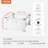Laundry Pedestal 686mmmW x 366mmH, Washer And Dryer Base Stand Platform Universal Fit 299kg Capacity, Heavy Duty Multi-Functional Base for Washing Machine with Drawer & Rich Accessories
