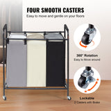 3-Section Laundry Basket, Heavy Duty Laundry Hamper Storage Organizer, Laundry Sorter Cart with Heavy Duty Lockable Wheels for Dirty Clothes in Laundry Room Bedroom