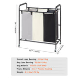3-Section Laundry Basket, Heavy Duty Laundry Hamper Storage Organizer, Laundry Sorter Cart with Heavy Duty Lockable Wheels for Dirty Clothes in Laundry Room Bedroom