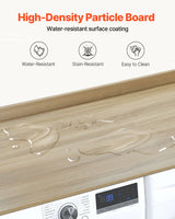 Washer Dryer Countertop, 54" x 27" Wooden Washer and Dryer Countertop, Water-Resistant Laundry Machine Topper Cover with Anti-Slip Pads, for Laundry Room Organization and Storage, Oak