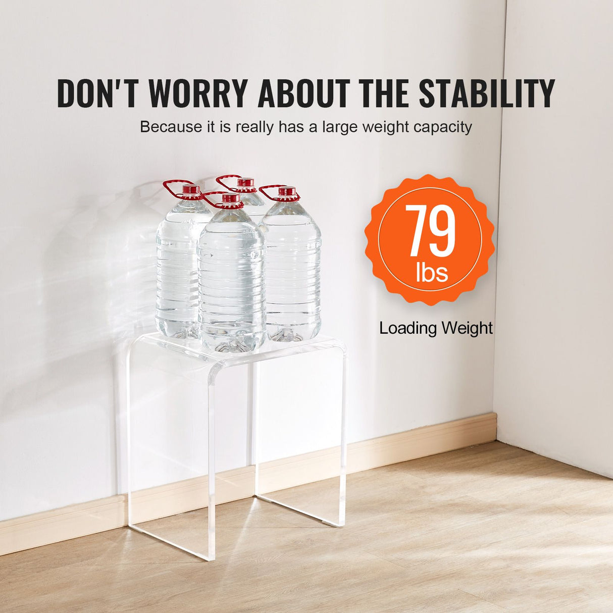 Acrylic Clear End Table, C-Shaped Lucite Side Table