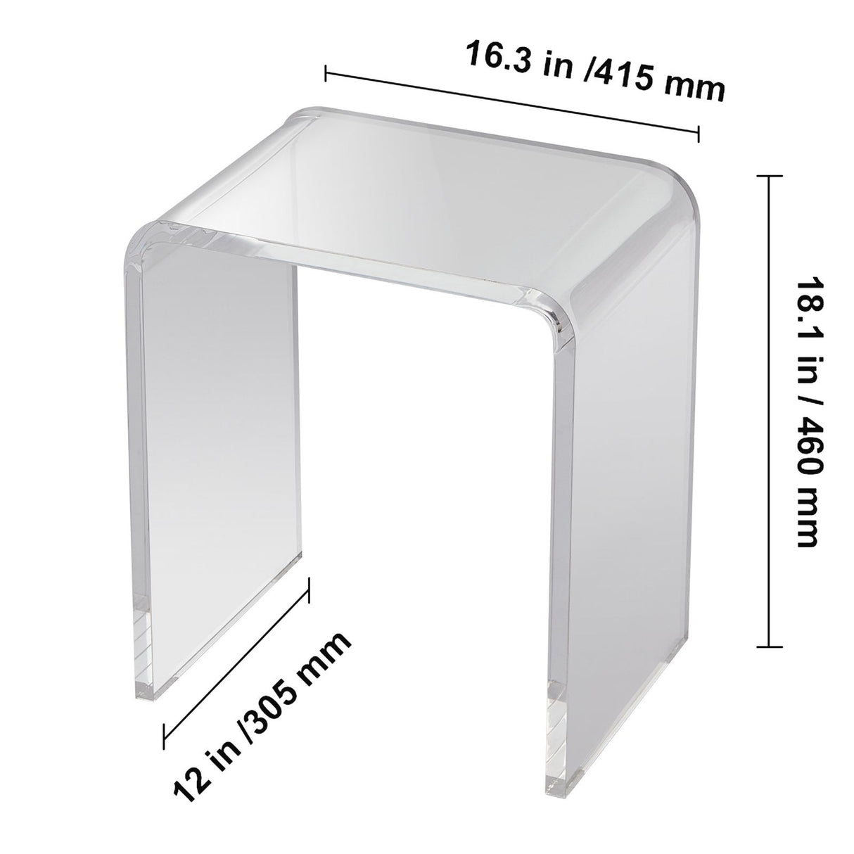 Acrylic Clear End Table, C-Shaped Lucite Side Table