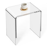 Acrylic Clear End Table, C-Shaped Lucite Side Table