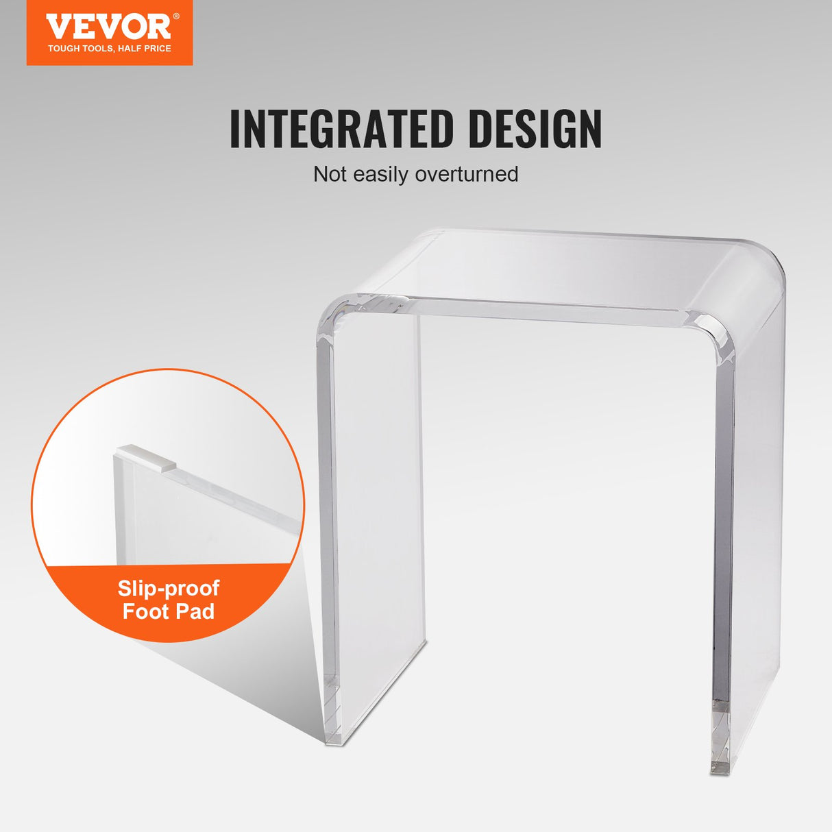 Acrylic Clear End Table, C-Shaped Lucite Side Table