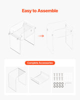 Acrylic Side Table, 2 Tiers Clear Bedside Table with Storage Shelf, Modern Rectangle Acrylic End Desk, Transparent Thick Nightstand for Bedroom, Living Room, Study, 30 x 40 x 50 cm (Clear)