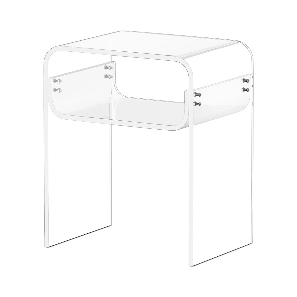 Acrylic Side Table, 2 Tiers Clear Bedside Table with Storage Shelf, Modern Rectangle Acrylic End Desk, Transparent Thick Nightstand for Bedroom, Living Room, Study, 30 x 40 x 50 cm (Clear)