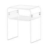 Acrylic Side Table, 2 Tiers Clear Bedside Table with Storage Shelf, Modern Rectangle Acrylic End Desk, Transparent Thick Nightstand for Bedroom, Living Room, Study, 30 x 40 x 50 cm (Clear)