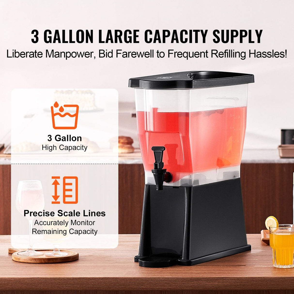 Beverage Dispenser, 3 Gallon Drink Dispenser for Parties, Plastic Juice Dispenser with Stand Spigot Lid, Iced Tea Lemonade Juice Water Dispenser, for Restaurants, Hotels, Parties