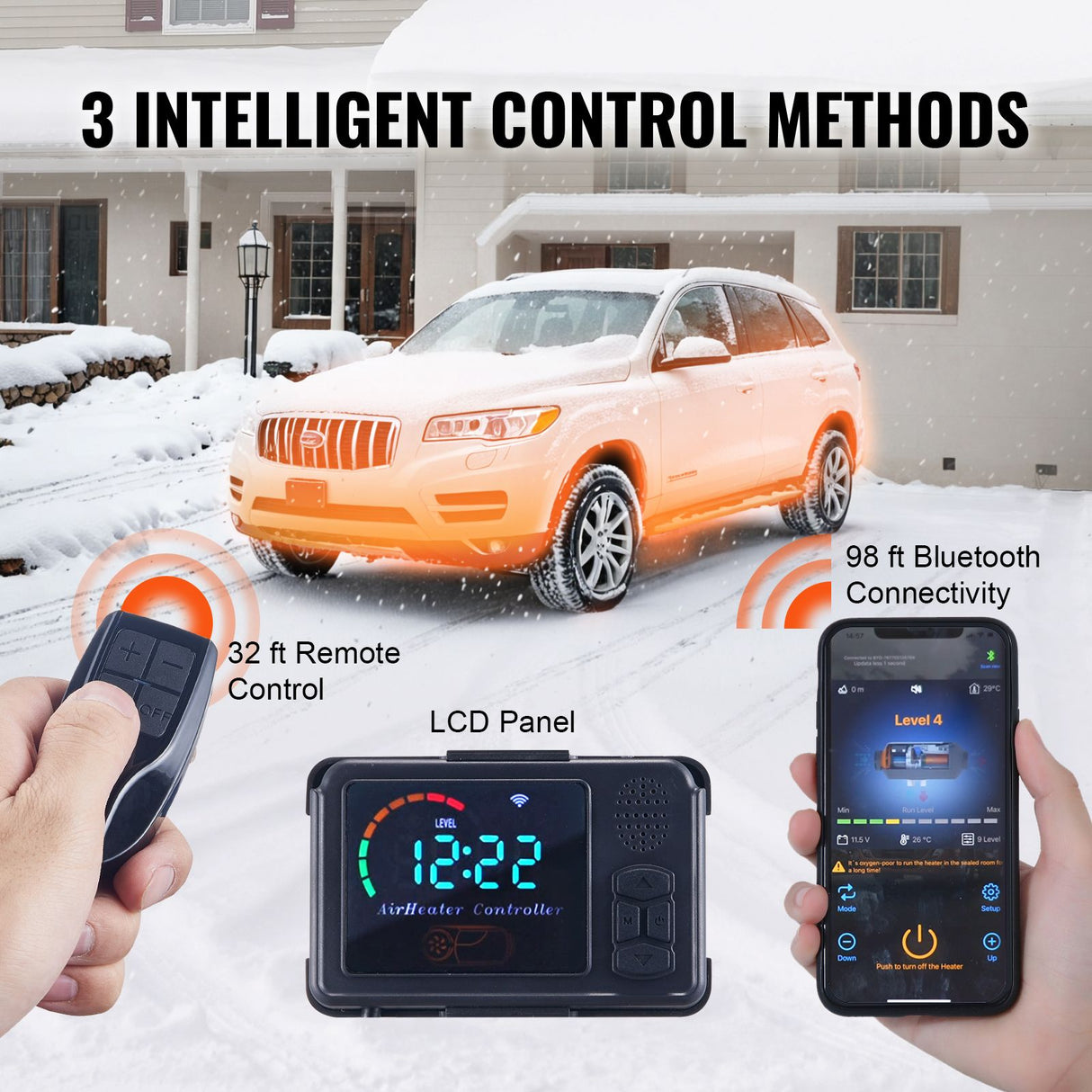8 KW Diesel Air Heater, Bluetooth App Control All-on-one Diesel Heater with Automatic Altitude Adjustment, Remote Control and LCD, Portable Parking Heater for Home RV Trailer Camper Van Boat