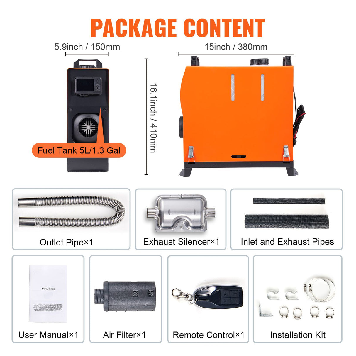 8 KW Diesel Air Heater, Bluetooth App Control All-on-one Diesel Heater with Automatic Altitude Adjustment, Remote Control and LCD, Portable Parking Heater for Home RV Trailer Camper Van Boat