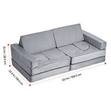 VEVOR Modular Kids Play Couch, Sectional Toddler Sofa with Armrests, 28D Sponge & Short Pile, Convertible Kids Modular Couch DIY Creative Combination for Playroom, Bedroom, Living Room, 14 Pcs, Gray