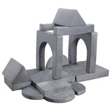 VEVOR Modular Kids Play Couch, Sectional Toddler Sofa with Armrests, 28D Sponge & Short Pile, Convertible Kids Modular Couch DIY Creative Combination for Playroom, Bedroom, Living Room, 14 Pcs, Gray