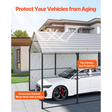 VEVOR Heavy Duty Metal Carport, 10' x 15' Outdoor Carport with Galvanized Steel Frame & Roof, Car Tent Garage Shade with Removable Sidewalls, Multi-Use Car Shelter for Pickup, Boat, Car & Tractors