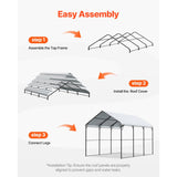 VEVOR Heavy Duty Metal Carport, 10' x 15' Outdoor Carport with Galvanized Steel Frame & Roof, Car Tent Garage Shade with Removable Sidewalls, Multi-Use Car Shelter for Pickup, Boat, Car & Tractors