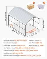VEVOR Heavy Duty Metal Carport, 10' x 15' Outdoor Carport with Galvanized Steel Frame & Roof, Car Tent Garage Shade with Removable Sidewalls, Multi-Use Car Shelter for Pickup, Boat, Car & Tractors