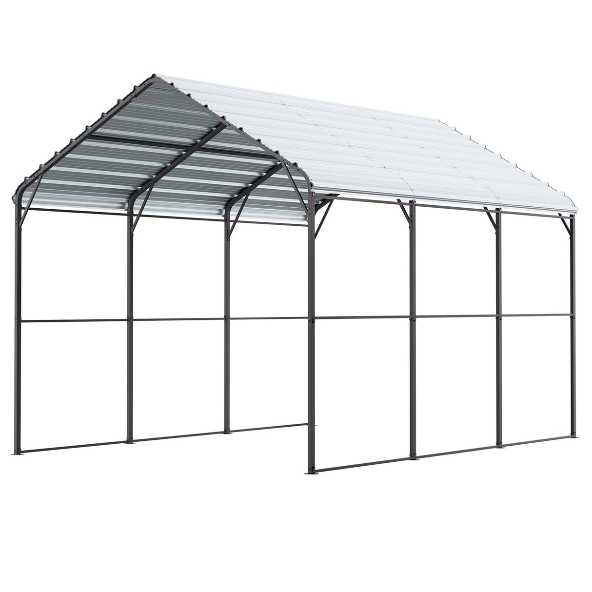 VEVOR Heavy Duty Metal Carport, 10' x 15' Outdoor Carport with Galvanized Steel Frame & Roof, Car Tent Garage Shade with Removable Sidewalls, Multi-Use Car Shelter for Pickup, Boat, Car & Tractors
