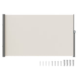 Retractable Side Awning,160X300cm Aluminum Outdoor Privacy Screen, 280g Polyester Water-proof Retractable Patio Screen, UV 30+ Room Divider Wind Screen for Patio, Backyard, Balcony, Beige