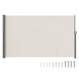 Retractable Side Awning,160X300cm Aluminum Outdoor Privacy Screen, 280g Polyester Water-proof Retractable Patio Screen, UV 30+ Room Divider Wind Screen for Patio, Backyard, Balcony, Beige
