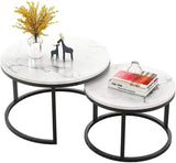 Nesting Coffee Table Faux Marble Small Round Coffee Tables - Black
