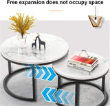 Nesting Coffee Table Faux Marble Small Round Coffee Tables - White