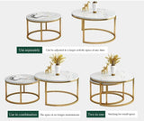 Nesting Coffee Table Faux Marble Small Round Coffee Tables - White