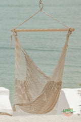 Mayan Legacy Extra Large Outdoor Cotton Mexican Hammock Chair in Cream Colour