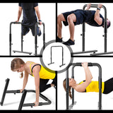 Set of 2 Functional Fitness Dip Stands Station Height Adjustable Dip Bars Portable Parallettes Calisthenics Equipment Safety for Home Gym Strength Training