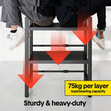 3-Tier Microwave Stand Oven Rack Height Adjustable and Extendable Stainless Steel Kitchen Storage Shelf With 6 Hook Over the Kitchen Counter Max Load 75Kgs