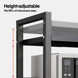 3-Tier Microwave Stand Oven Rack Height Adjustable and Extendable Stainless Steel Kitchen Storage Shelf With 6 Hook Over the Kitchen Counter Max Load 75Kgs