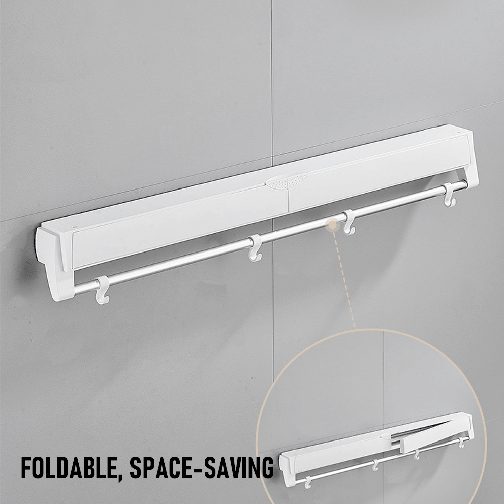 Alston Wall Mounted Drying Rack Black Clothes Airer Space Saver Folding Dryer Bearing Capacity 12KG Foldable Rail With Hooks Indoor Outdoor Balcony Laundry