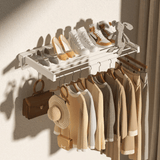 Alston Wall Mounted Drying Rack Black Clothes Airer Space Saver Folding Dryer Bearing Capacity 12KG Foldable Rail With Hooks Indoor Outdoor Balcony Laundry