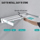 Alston Wall Mounted Drying Rack Black Clothes Airer Space Saver Folding Dryer Bearing Capacity 12KG Foldable Rail With Hooks Indoor Outdoor Balcony Laundry