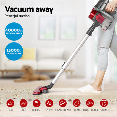 Devanti Stick Vacuum Cleaner Handheld Corded 450W Red