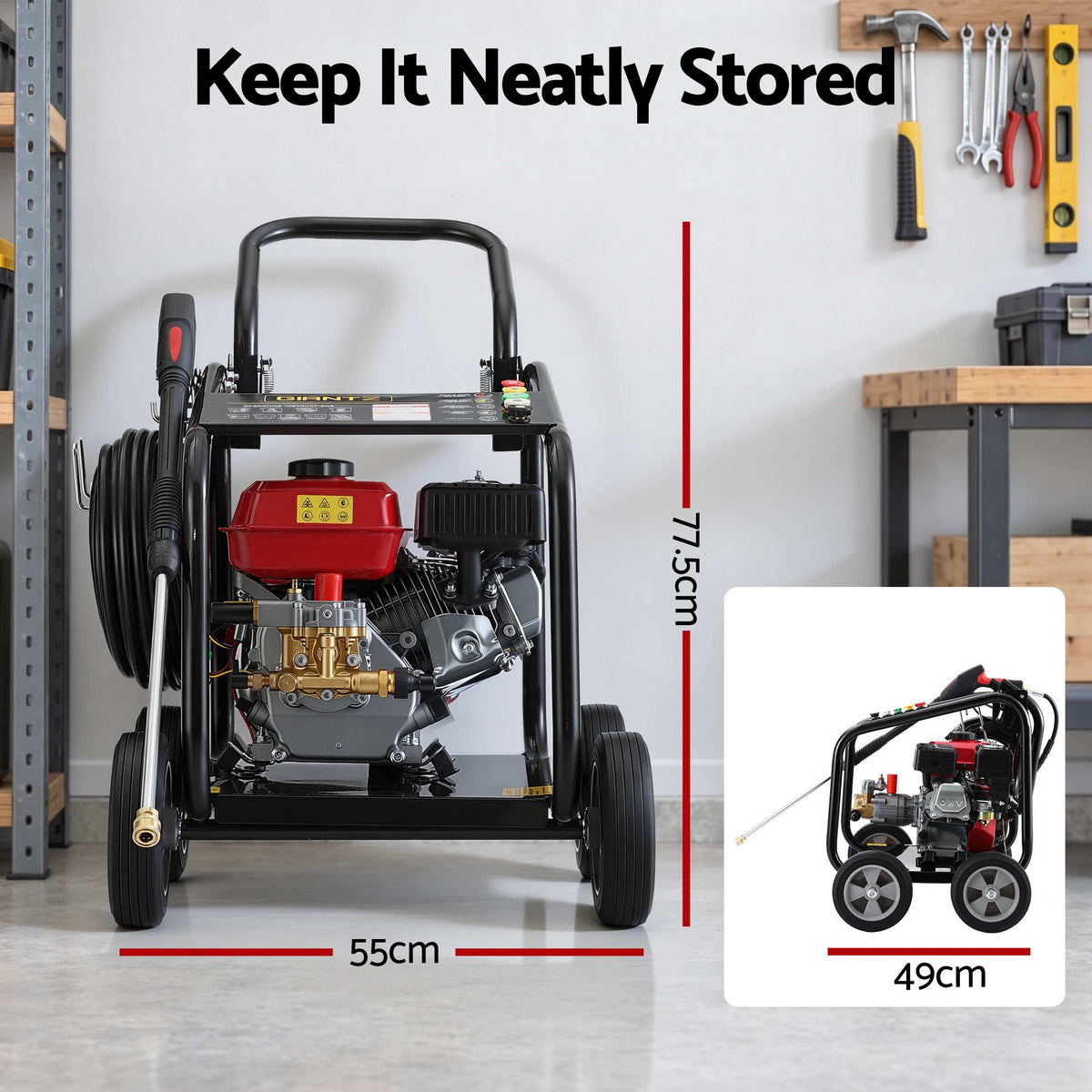 Giantz Petrol High Pressure Washer 3000PSI 7HP 4 Stroke Cleaner Commercial Red