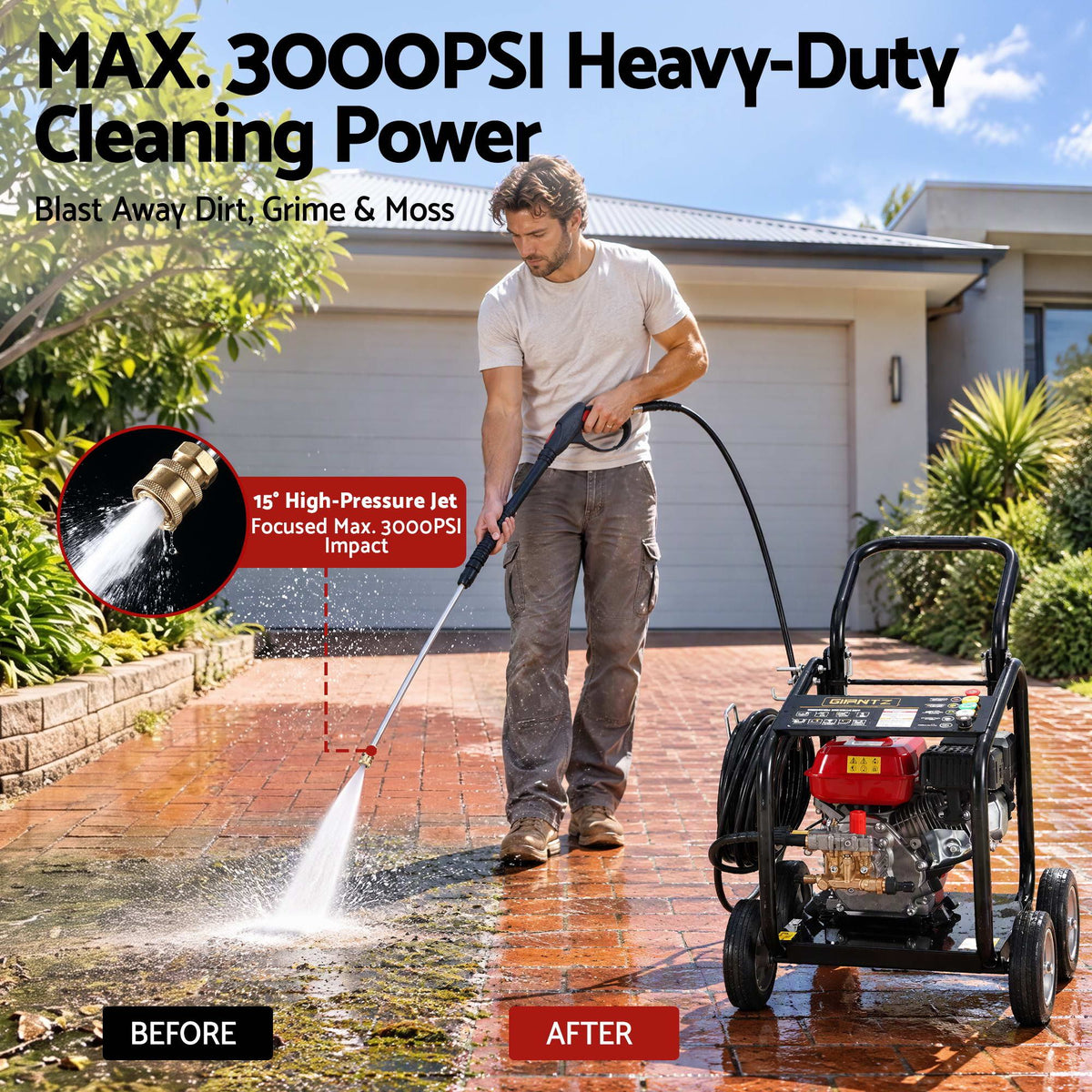 Giantz Petrol High Pressure Washer 3000PSI 7HP 4 Stroke Cleaner Commercial Red