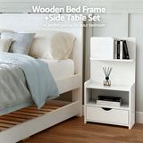 Artiss King Single Bed Frame and Bedside Table White