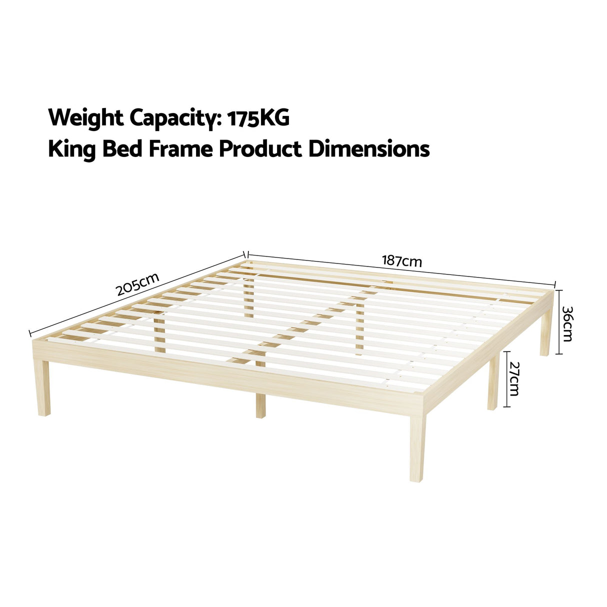 BRUNO Wooden Bed Frame - King Size