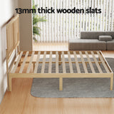 Artiss Bed Frame Queen Size with Rattan Headboard Wooden Bed Base BRUNO